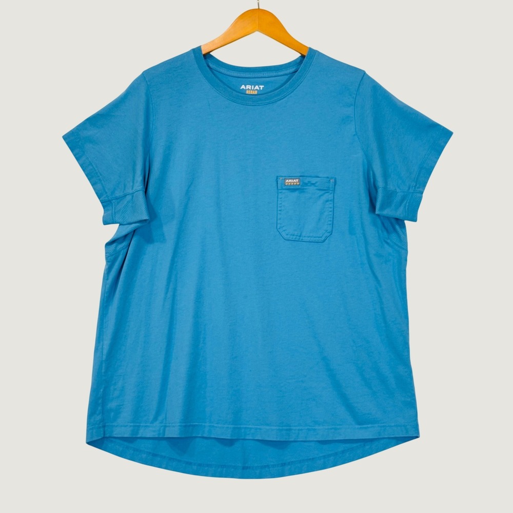 Ariat Rebar T-Shirt Womens 2X Blue American Tool Flag Pocket Work Tee